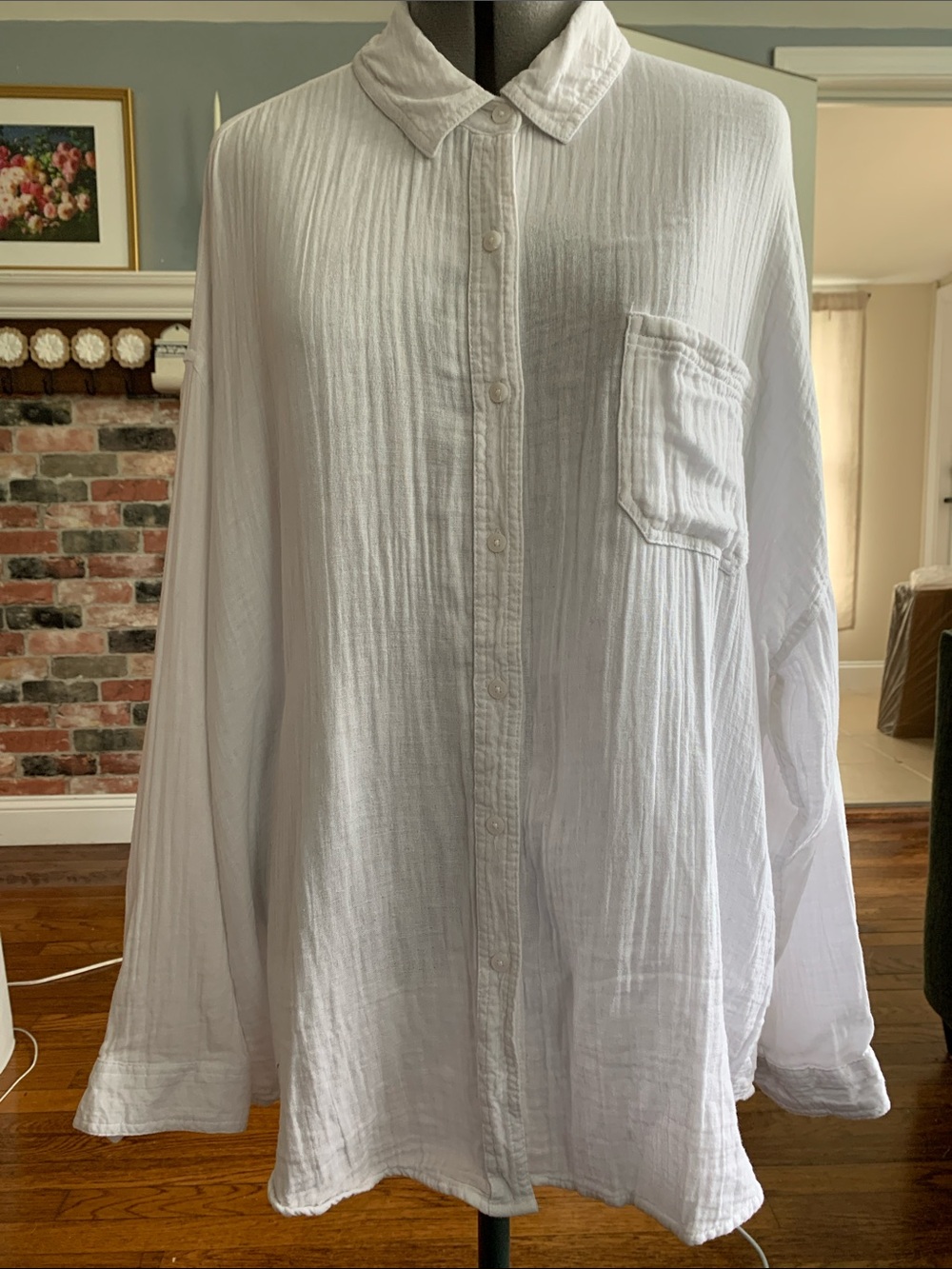 Aeropostale White Organic Cotton Gauze Blouse XXL